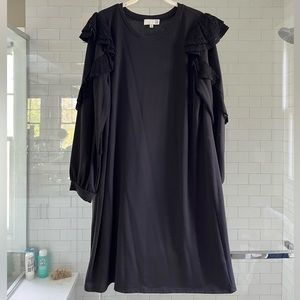 Anthropologie Ro & De Ruffle Eyelet Long Sleeve Dress